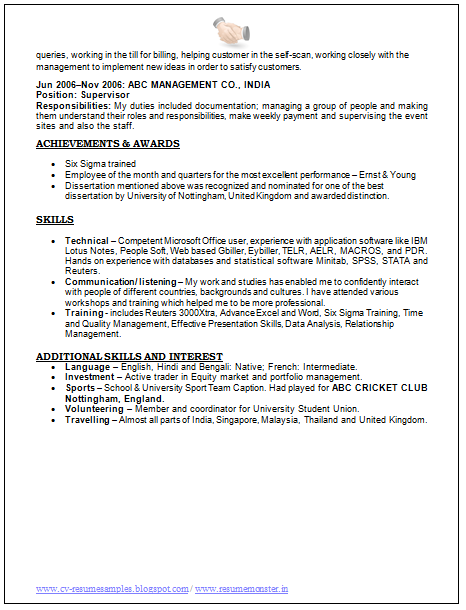 Page 2 resume format
